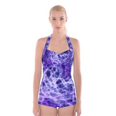 Abstract Background Space Boyleg Halter Swimsuit 