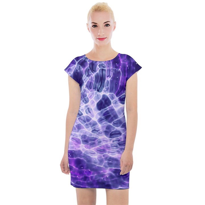 Abstract Background Space Cap Sleeve Bodycon Dress