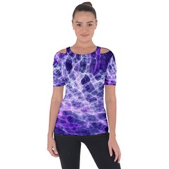 Abstract Background Space Shoulder Cut Out Short Sleeve Top