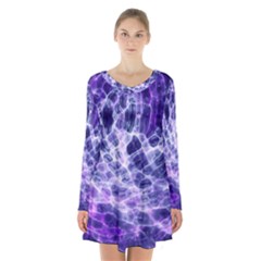 Abstract Background Space Long Sleeve Velvet V-neck Dress