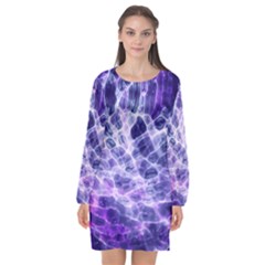 Abstract Background Space Long Sleeve Chiffon Shift Dress 