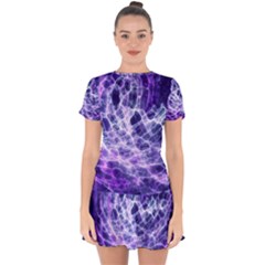 Abstract Background Space Drop Hem Mini Chiffon Dress