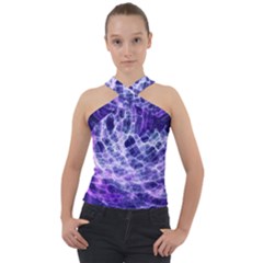 Abstract Background Space Cross Neck Velour Top by HermanTelo