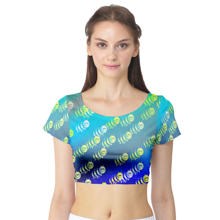 Animal Bee Short Sleeve Crop Top