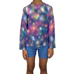 Abstract Background Graphic Space Kids  Long Sleeve Swimwear