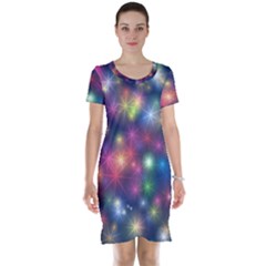 Abstract Background Graphic Space Short Sleeve Nightdress by HermanTelo