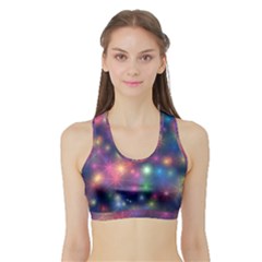 Abstract Background Graphic Space Sports Bra With Border