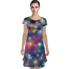 Abstract Background Graphic Space Cap Sleeve Nightdress