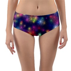 Abstract Background Graphic Space Reversible Mid-waist Bikini Bottoms