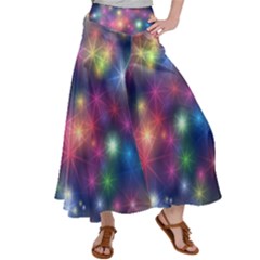 Abstract Background Graphic Space Satin Palazzo Pants