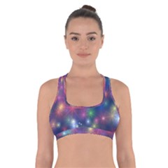 Abstract Background Graphic Space Cross Back Sports Bra by HermanTelo