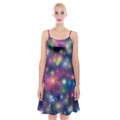 Abstract Background Graphic Space Spaghetti Strap Velvet Dress