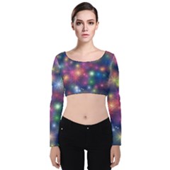 Abstract Background Graphic Space Velvet Long Sleeve Crop Top by HermanTelo