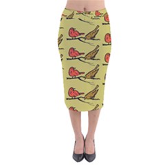 Bird Animal Nature Wild Wildlife Velvet Midi Pencil Skirt by HermanTelo