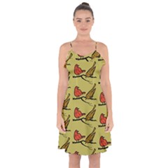 Bird Animal Nature Wild Wildlife Ruffle Detail Chiffon Dress