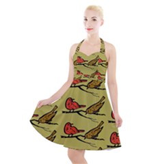 Bird Animal Nature Wild Wildlife Halter Party Swing Dress 