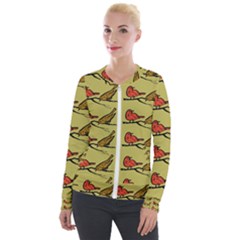 Bird Animal Nature Wild Wildlife Velour Zip Up Jacket by HermanTelo