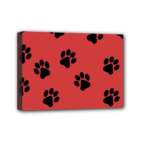 Paw Prints Background Animal Mini Canvas 7  X 5  (stretched)