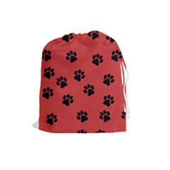 Paw Prints Background Animal Drawstring Pouch (large) by HermanTelo