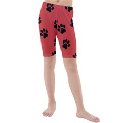 Paw Prints Background Animal Kids  Mid Length Swim Shorts