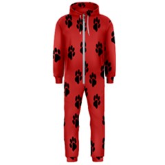 Paw Prints Background Animal Hooded Jumpsuit (men)  by HermanTelo