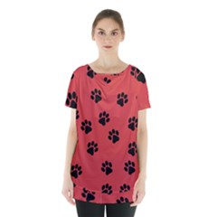 Paw Prints Background Animal Skirt Hem Sports Top