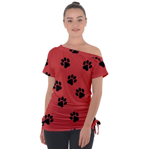 Paw Prints Background Animal Tie-up Tee by HermanTelo