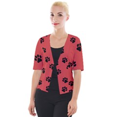 Paw Prints Background Animal Cropped Button Cardigan