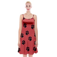 Paw Prints Background Animal Spaghetti Strap Velvet Dress