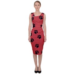 Paw Prints Background Animal Sleeveless Pencil Dress by HermanTelo