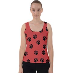 Paw Prints Background Animal Velvet Tank Top by HermanTelo