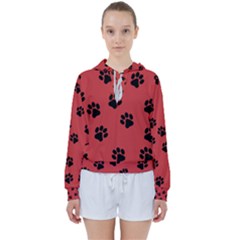 Paw Prints Background Animal Women s Tie Up Sweat by HermanTelo