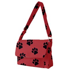 Paw Prints Background Animal Full Print Messenger Bag by HermanTelo