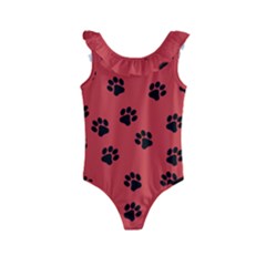 Paw Prints Background Animal Kids  Frill Swimsuit by HermanTelo