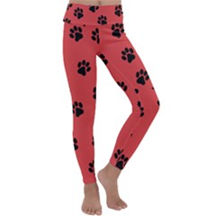 Paw Prints Background Animal Kids  Lightweight Velour Classic Yoga Leggings by HermanTelo