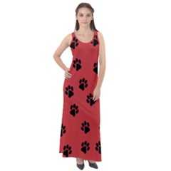 Paw Prints Background Animal Sleeveless Velour Maxi Dress by HermanTelo