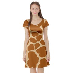 Giraffe Skin Pattern Short Sleeve Skater Dress