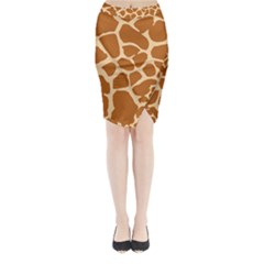 Giraffe Skin Pattern Midi Wrap Pencil Skirt