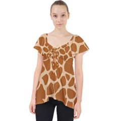 Giraffe Skin Pattern Lace Front Dolly Top by HermanTelo