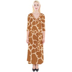 Giraffe Skin Pattern Quarter Sleeve Wrap Maxi Dress