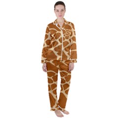 Giraffe Skin Pattern Satin Long Sleeve Pyjamas Set by HermanTelo