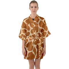 Giraffe Skin Pattern Quarter Sleeve Kimono Robe