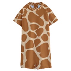 Giraffe Skin Pattern Kids  Boyleg Half Suit Swimwear