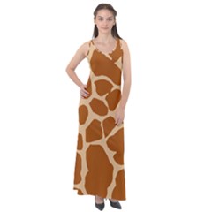 Giraffe Skin Pattern Sleeveless Velour Maxi Dress