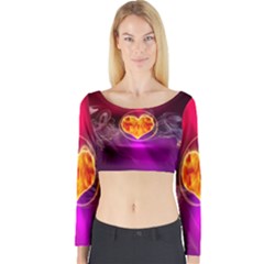 Flame Heart Smoke Love Fire Long Sleeve Crop Top