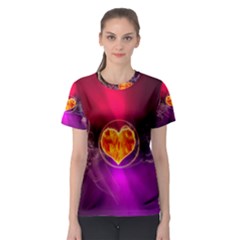 Flame Heart Smoke Love Fire Women s Sport Mesh Tee