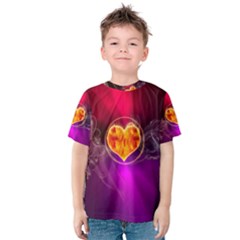 Flame Heart Smoke Love Fire Kids  Cotton Tee