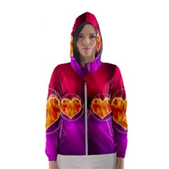 Flame Heart Smoke Love Fire Women s Hooded Windbreaker