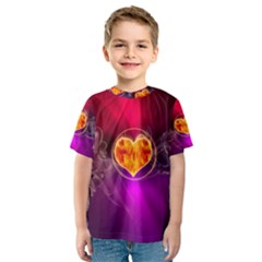 Flame Heart Smoke Love Fire Kids  Sport Mesh Tee