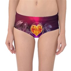 Flame Heart Smoke Love Fire Mid-waist Bikini Bottoms by HermanTelo